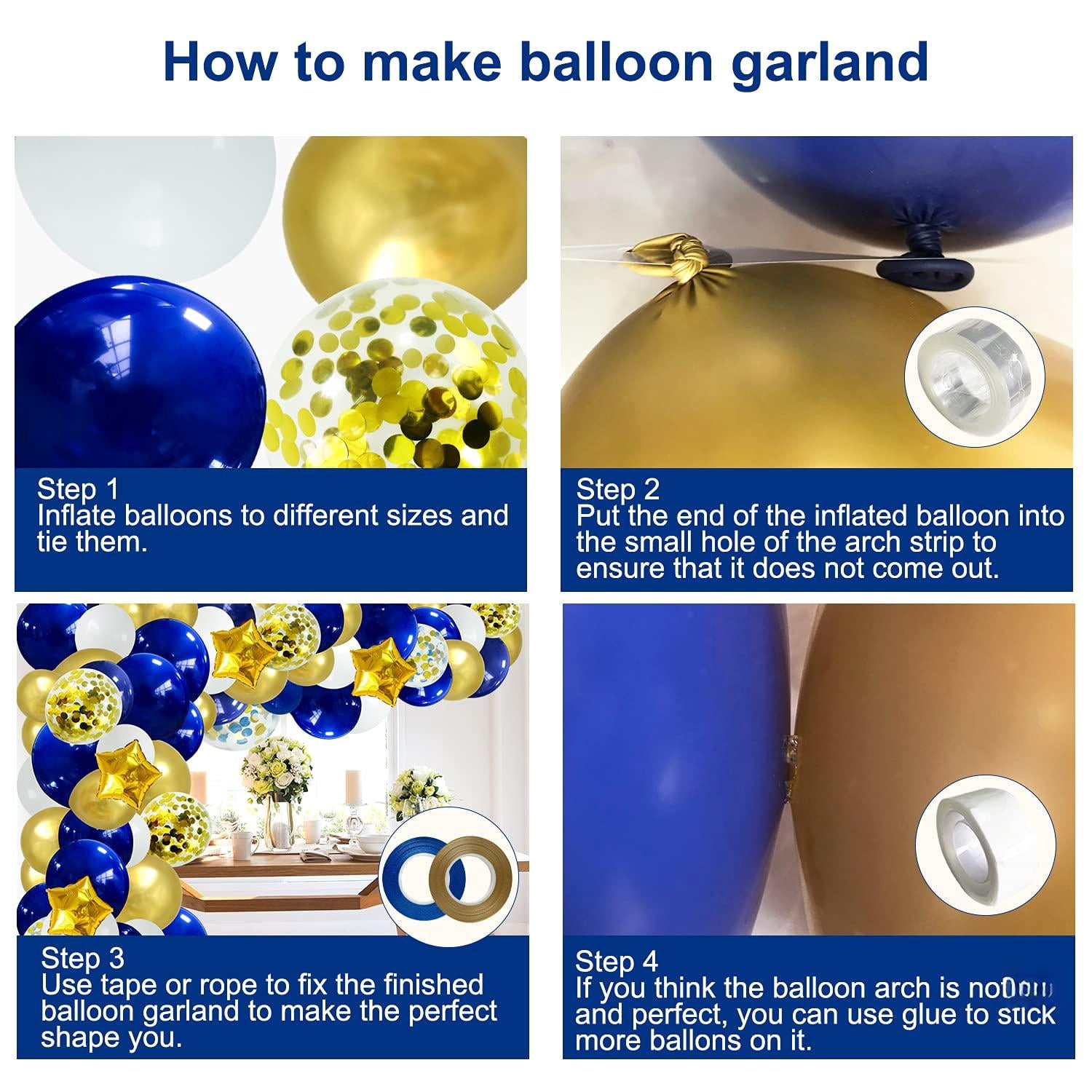 148pc Navy Blue Gold Party Decoration Balloon Arch Garland Kit for Wedding Birthday Graduation Anniversary