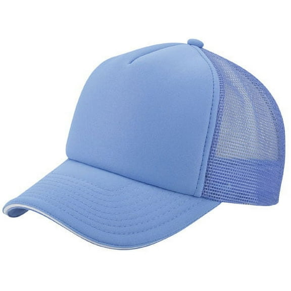 5 Panel Trucker Hat, Foam & Mesh 2 Tone Trucker Hat, Retro Hat for Travel, 5PMS - Columbia Blue