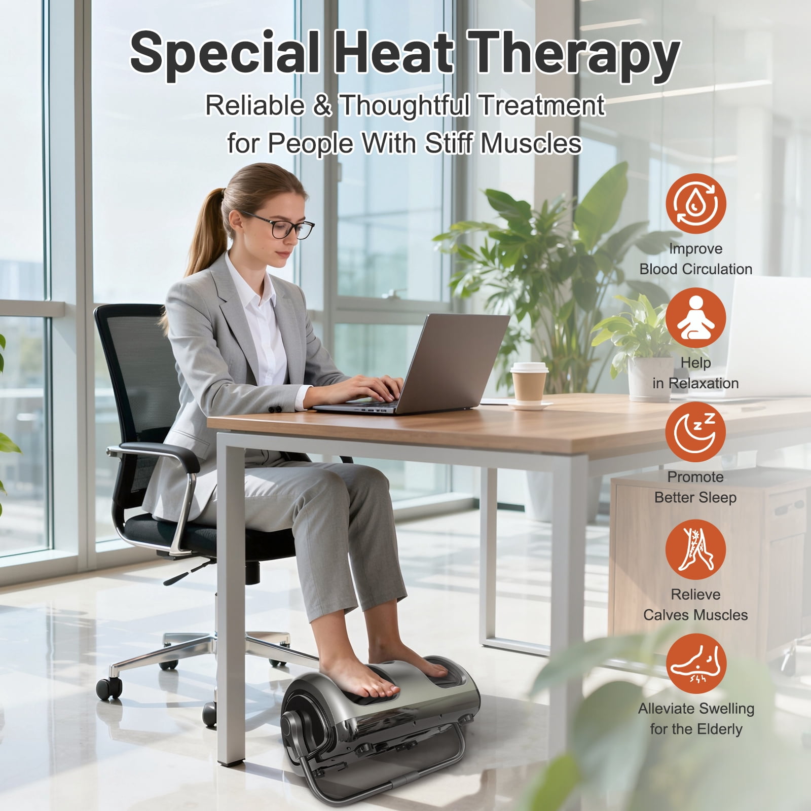 BAOKALER Shiatsu Foot and Calf Massager with Heat Therapy - Adjustable Air Compression, Wireless Remote Control & Deep Kneading for Relaxation, Pain Relief & Improved Circulation at Home
