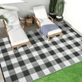 thumbnail image 4 of Haperlare 9'x18' Waterproof Outdoor Rug Plastic Straw Rug, Modern Plaid Reversible Camping Carpet Picnic Mat Geometric Outside Rug for Patio, Backyard, Balcony, Black and White, 4 of 8