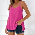 thumbnail image 4 of Stichou Womens Tank Tops Layered Hem Spaghetti Strap Sleeveless Shirts Summer Boho Cami Blouses Tiered Swing Tunic Tee Hot Pink XL, 4 of 9