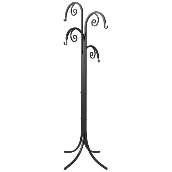 88155 4 Way Scroll Basket Hanger Plant-, 72 in. in, Black