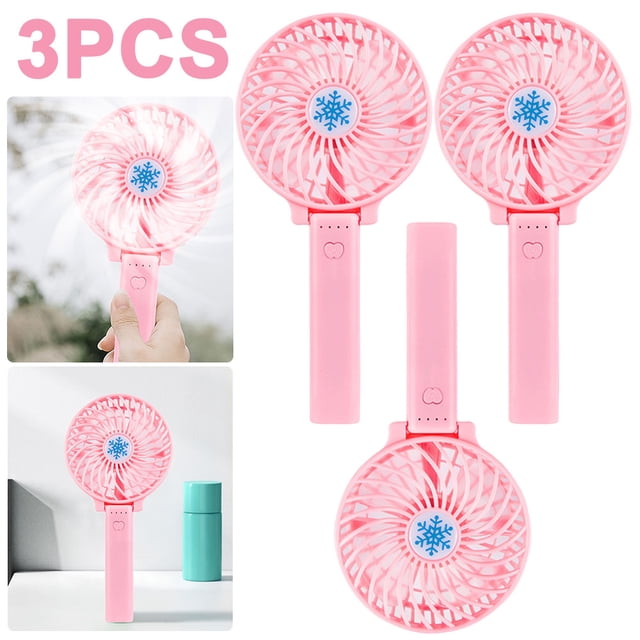 Ventilador Mano Plegable Ventilador Refrigeración Verano Con Carga USB para Acampar Senderismo (Rosa)