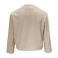 thumbnail image 6 of Mnjin Casual Cropped Blazer Jackets for Women Solid Color 3/4 Sleeve Open Front Cardigan Short Jacket Suit Coat Outerwear (Beige,Size-2XL), 6 of 6