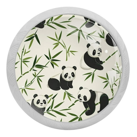 PhooArto Cute Bamboo Panda Pattern 4 PCS Crystal Glass Cabinet Knobs, Drawer Kitchen Cabinets Dresser Cupboard Wardrobe Pulls Handle - Glowing in the Dark
