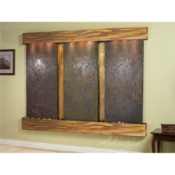 Adagio DCS1004 Deep Creek Falls Square Rustic Copper Multicolor Natural Slate Wall Fountain