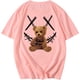 thumbnail image 1 of playera de manga corta con cuello redondo y estampado de oso para hombre Rosa (Coral Pink) M Rosa (Coral Pink) M Xishao ropa, 1 of 2