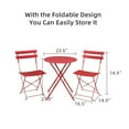 thumbnail image 6 of UHOMEPRO Outdoor Bistro Table Set, 3 Pieces Deck Patio Foldable Dining Set, Metal Folding Table and Chairs Conversation Set, Portable Patio Furniture Set for Balcony Garden Backyard, Red, Q13835, 6 of 10