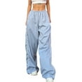 thumbnail image 2 of Womens Parachute Pants Cargo Trousers Elastic Waist Wide Leg Track Pants Y2k Clothing, 2 of 7