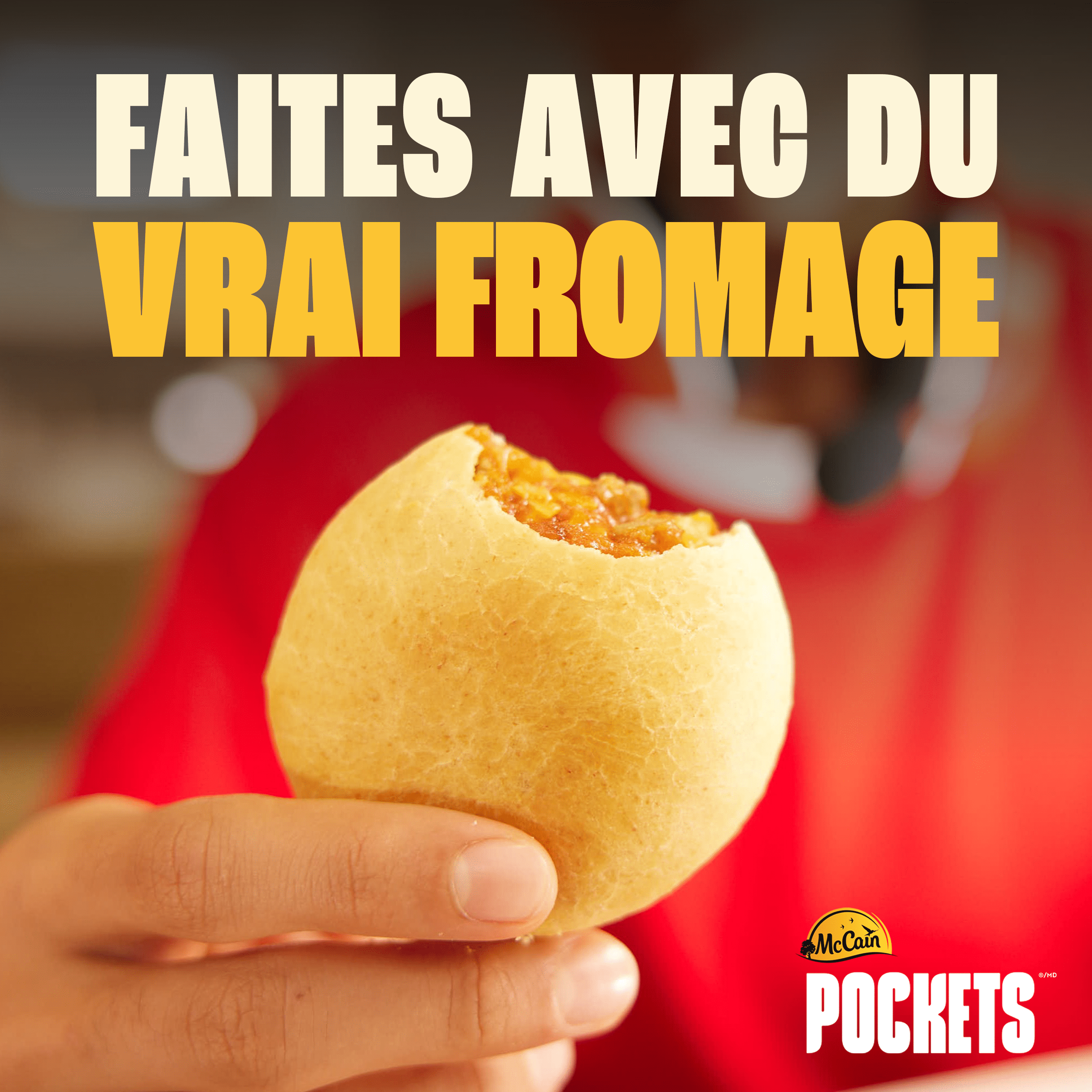 McCain® Pizza Pockets® Three Cheese, Made in Canada from domestic and imported ingredients, 3 x 100g