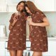 thumbnail image 4 of Fotbe Dachshund Dog Puppy Bata de Dormir para Mujer con Estampado, Camisón de Algodón de Manga Corta, Ropa de Dormir Casual, 4 of 6