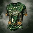thumbnail image 5 of Havenx Mens Halloween T Shirts Pumpkin Print Shirt Short Sleeve Crewneck T-Shirts Spooky Scary Fashion Funny Lightweight Casual Tee,Green 3XL, 5 of 5