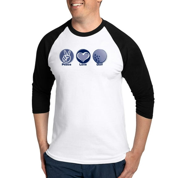 CafePress - Peace Love Golf Baseball Tee - Cotton Baseball Jersey, 3/4 Raglan Sleeve Shirt