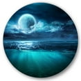 thumbnail image 2 of Designart - Romantic Moon Over Deep Blue Sea II - Nautical & Coastal Metal Circle Wall Art, 2 of 5