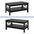 thumbnail image 3 of Wooflex Wood Farmhouse Coffee Table with 2-Tier Open Shelf – Black – Living Room & Home Office, 3 of 9