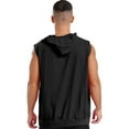 thumbnail image 3 of Raenseen Mens Fashion Sleeveless Athletic Hoodies Sport Sweatshirt Solid Color Pullover Gym Tank Top Black XXL, 3 of 8