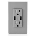 thumbnail image 3 of Leviton Réceptacle Duplex Combiné & Chargeur USB, 15A, Gris, 3 of 6
