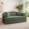 thumbnail image 4 of Hawsaiy 78" Convertible Corduroy Modular Floor Sofa Bed with Cylindrical Pillows, No Assembly Sleeper Couch with High-Density Foam, Fixed Shape Frame for Living Room, Bedroom, Lounge, Green, 4 of 10