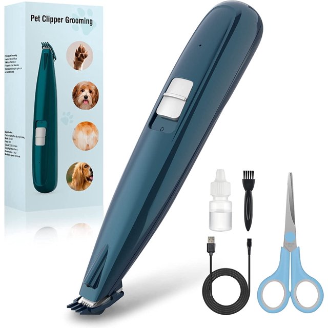 Cortadora de pelo para perros, bonita cortadora de pelo profesional para mascotas con luz LED para perros, gatos, patas, ojos, orejas, cara, cuerpo, cortadora de pelo eléctrica inalámbrica para perros JFHHH pequeña