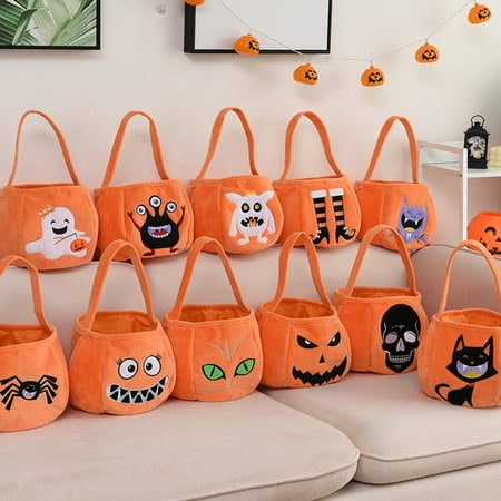 

Citystores Halloween Candy Tote Bag Festival Lightweight Wear Resistant Portable Firm Stitching Store Candy Huge Load Bearing Cartoon Print Contrast Color Candy Tote Pouch for Kid