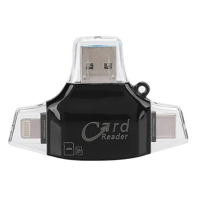 Multi Function Four In One Memory Card Camera OTG Card Reader for IOS Mobile Phone Black