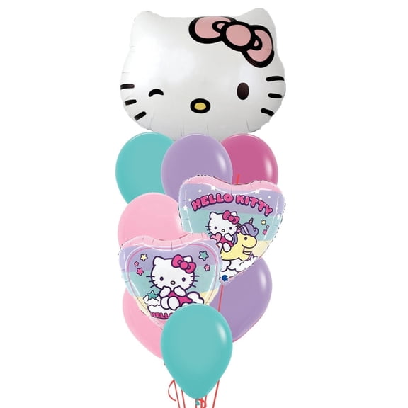Kitty Heart Shaped Birthday Party Balloons 10 Piece Set Decoration Supplies Set