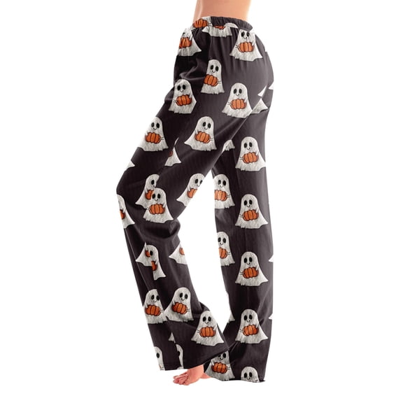 BAKREP Halloween Flannel Pajama Pants Women Plush Fuzzy Pajama Pants Soft Warm Cozy Pj Bottoms Lounge Pants Womens Flannel Pajama Pants