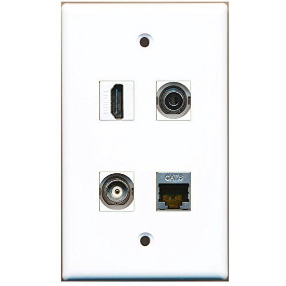 RiteAV - 1 Port HDMI 1 Port Shielded Cat6 Ethernet 1 Port 3.5mm 1 Port BNC Wall Plate
