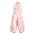 thumbnail image 4 of SONXAHE Gingham Plaid Sleeveless Jumpsuit For Women Stand Collar Wide Leg Casual Bottoms, 4 of 4