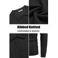 thumbnail image 5 of COOFANDY Men's Knit Polo Shirts Long Sleeve Casual Button Down Ribbed Polo Shirt Fashion Golf Shirts, 5 of 6