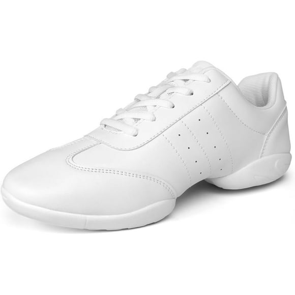 White Cheer Shoes PU Leather Cheerleading Shoes Lightweight Womens Cheer Shoes