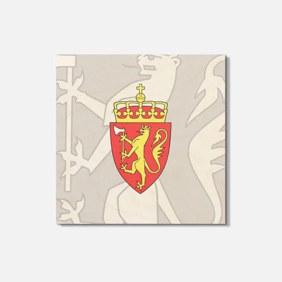 Norway Coat Of Arms 4'' X 4'' Square Wooden Coaster
