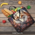 thumbnail image 4 of KLL Romantic Flower Fox Pattern Aesthetic Tote Bag for Women Beach Bag Shopping Bags Shoulder Bag Reusable Grocery Bags, 4 of 5