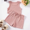 thumbnail image 4 of Hienoo Toddler Girls Summer Outfits Cotton Ribbed Sports Tank Top Shorts Set, Sizes 1-7, 4 of 7