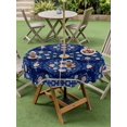 thumbnail image 5 of Outdoor Tablecloth with Umbrella Hole Zipper Navy Blue Boho Floral Round Tablecloth 60" Waterproof Outside Table Cloth Ethnic Tribe Farmhouse Artwork Patio Table Cover Tablecloths for Picnic Party, 5 of 8
