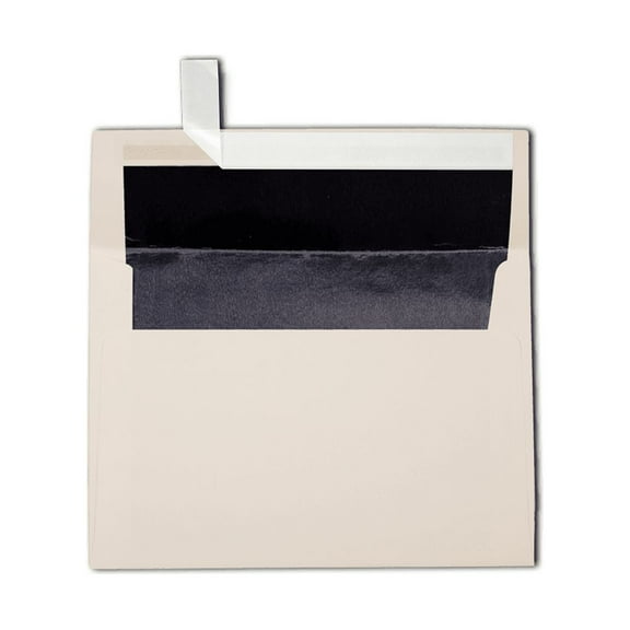 LUXPaper A7 Foil Lined Envelopes, 5 1/4 x 7 1/4, Peel & Press, 70 lb. Natural w/ Black Lining, 50 Pack