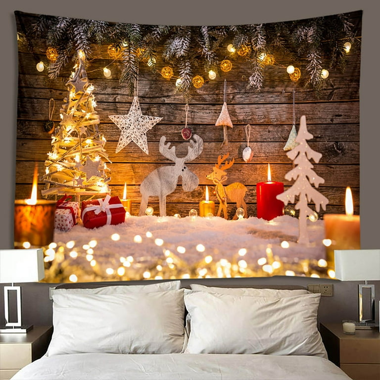 Christmas tapestry wall hanging with lights hot sale