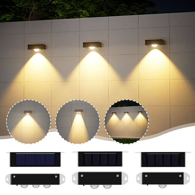 Xihbxyly Lámpara Solar de Pared para Exterior, Tecnología de Carga Solar, Brillo Duradero, Diseño Resistente a La Intemperie, Decoración para Jardín, Patio y Balcón, Fácil Instalación, Juego de 4 Uni