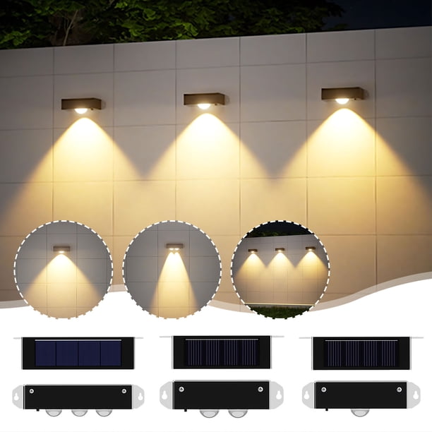 Iluminación solar exterior - Pack de 4 luces LED blancas cálidas para jardinería para patio, balcón y decoración de jardín con una duración de 8-10 horas