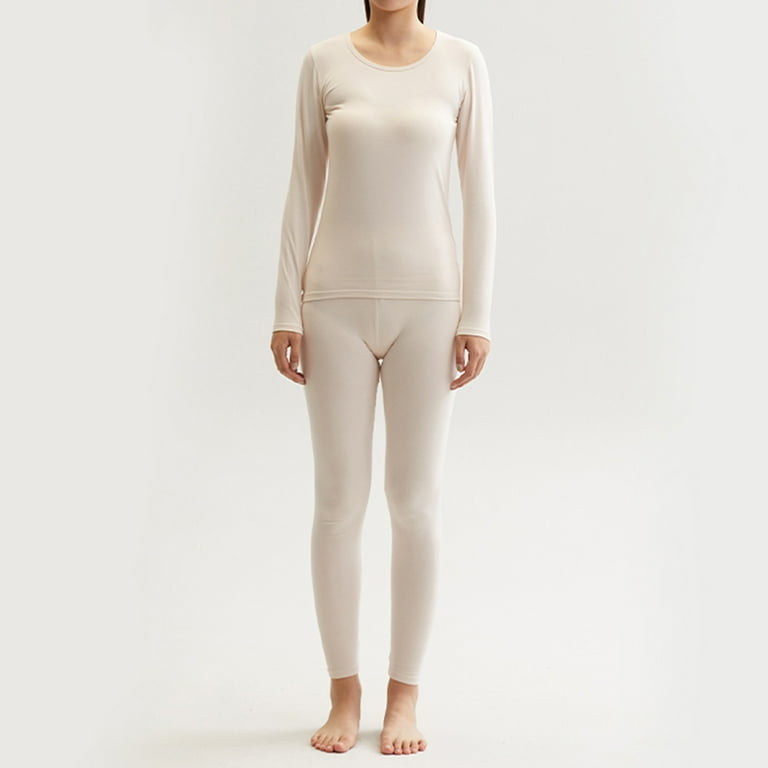 Aueoeo Long Johns For Women Women's Tight Round Neck Cotton