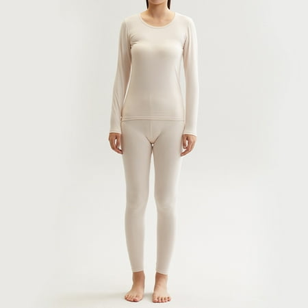 

Zedker Long Johns For Women Women s Tight Round Neck Cotton Thermal Underwear Pure Cotton Autumn Clothes And Trousers Two-Piece Set Clearance