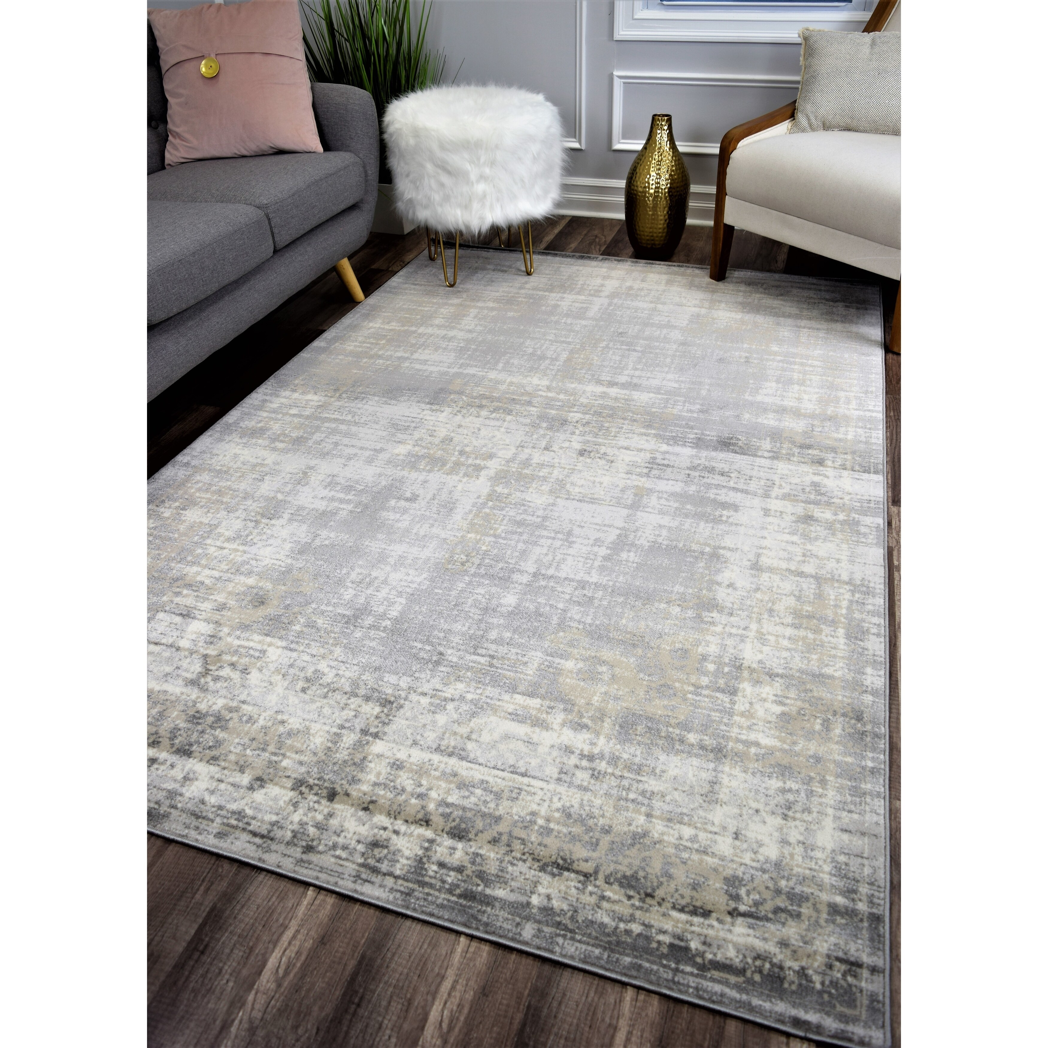 Rugs America Riley Collection Driftwood Gray RY30A Vintage Transitional Area Rug 8'0"x10'0"