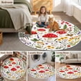 thumbnail image 6 of Spring Red Mushroom Round Area&nbsp;Rug 7ft Country Farm Watercolor Colorful Flower Green Leaf Non-Slip&nbsp;Washable Circle Rugs Soft Felt Indoor Floor Mat for Bedroom Kitchen Living Room Bathroom, 6 of 9
