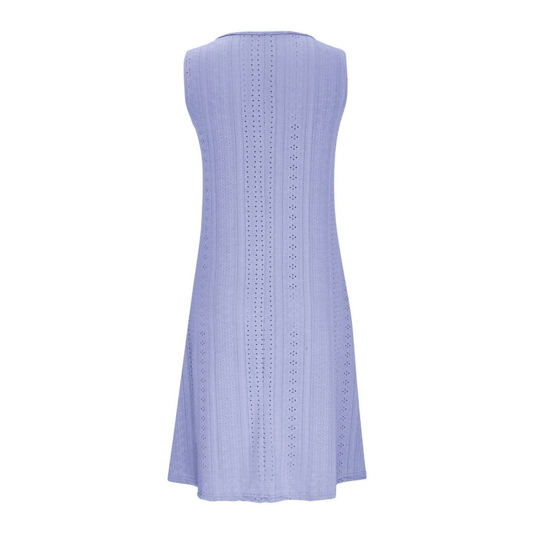 CFLVAEK Plus Size Dresses for Curvy Women Casual Eyelet Notch V Neck Summer  Dresses Casual Loose Solid Tank Dresses Sleeveless Fit And Flare Midi Dress  - Walmart.com