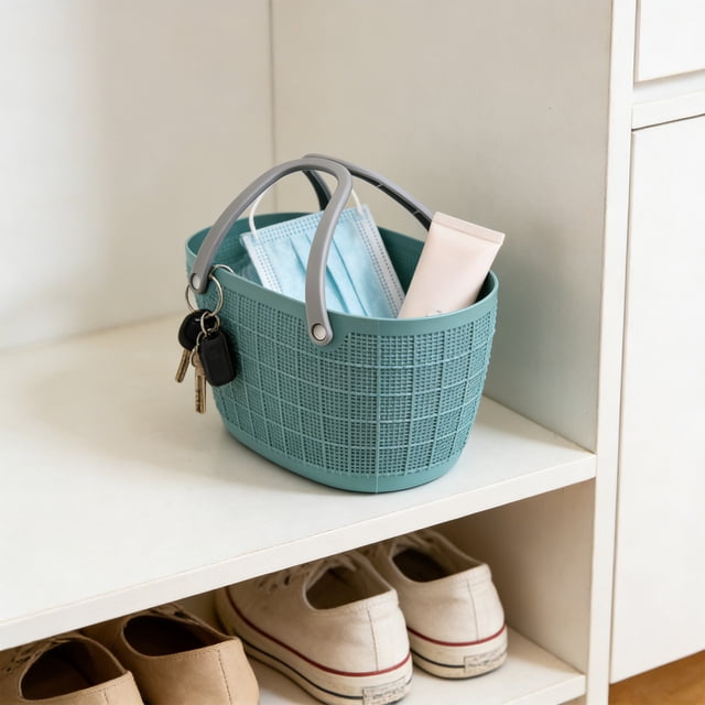 YYV Panier d'Achats Polyvalent Tissé à la Main, Fourre-Tout de Pique-Nique avec Poignée Découpée, Panier d'Épicerie Réutilisable, Sac de Marché, Rangement de Pique-Nique à la Plage, Style Osier, Panier de Pique-Nique