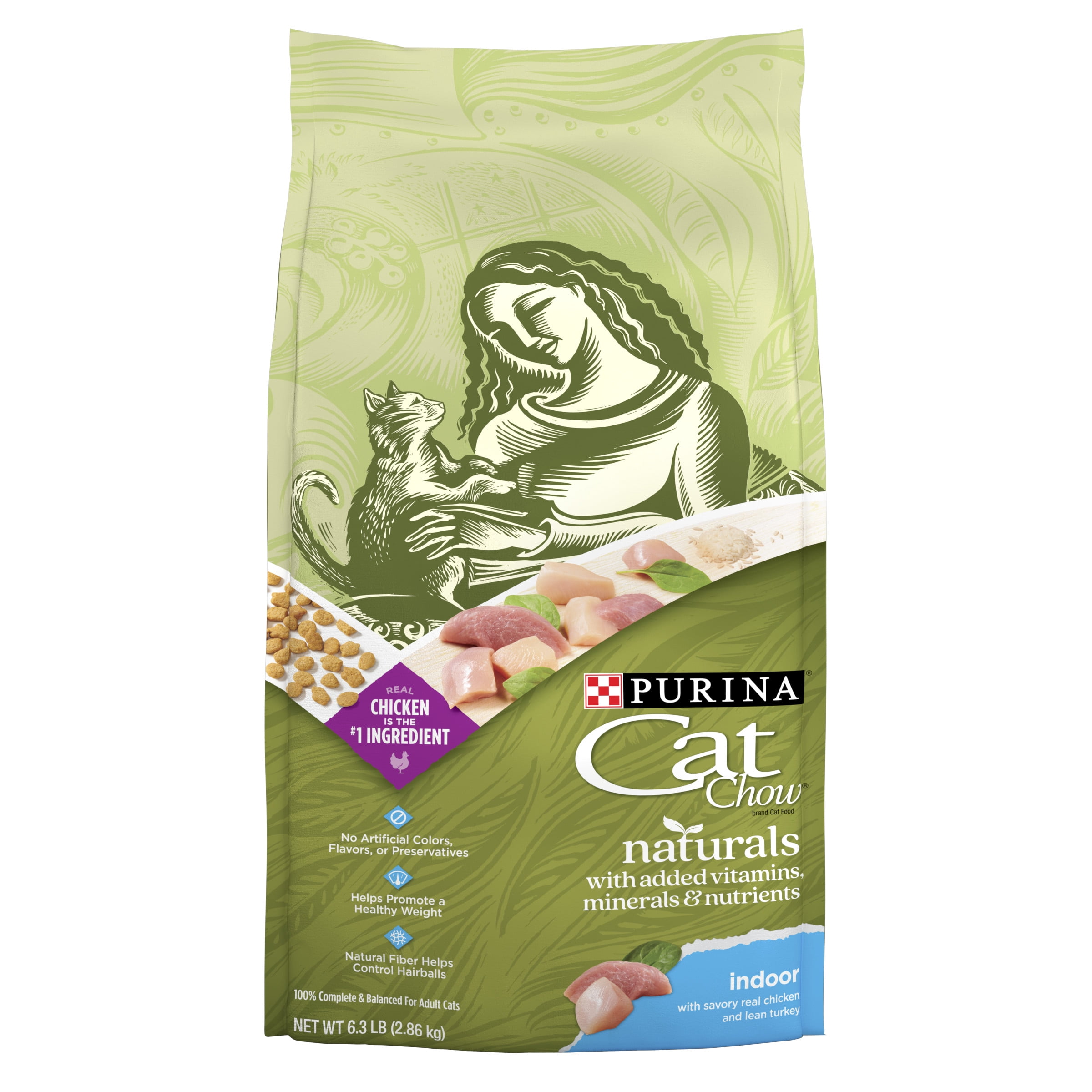 Purina Cat Chow Naturals Chicken & Turkey Dry Cat Food, 6.3 lb Bag
