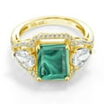 thumbnail image 2 of Gem Stone King 18K Yellow Gold Plated Silver Green Malachite Ring for Women (5.79 Cttw, Emerald Cut 10X8MM, Gemstone, Size 5), 2 of 4