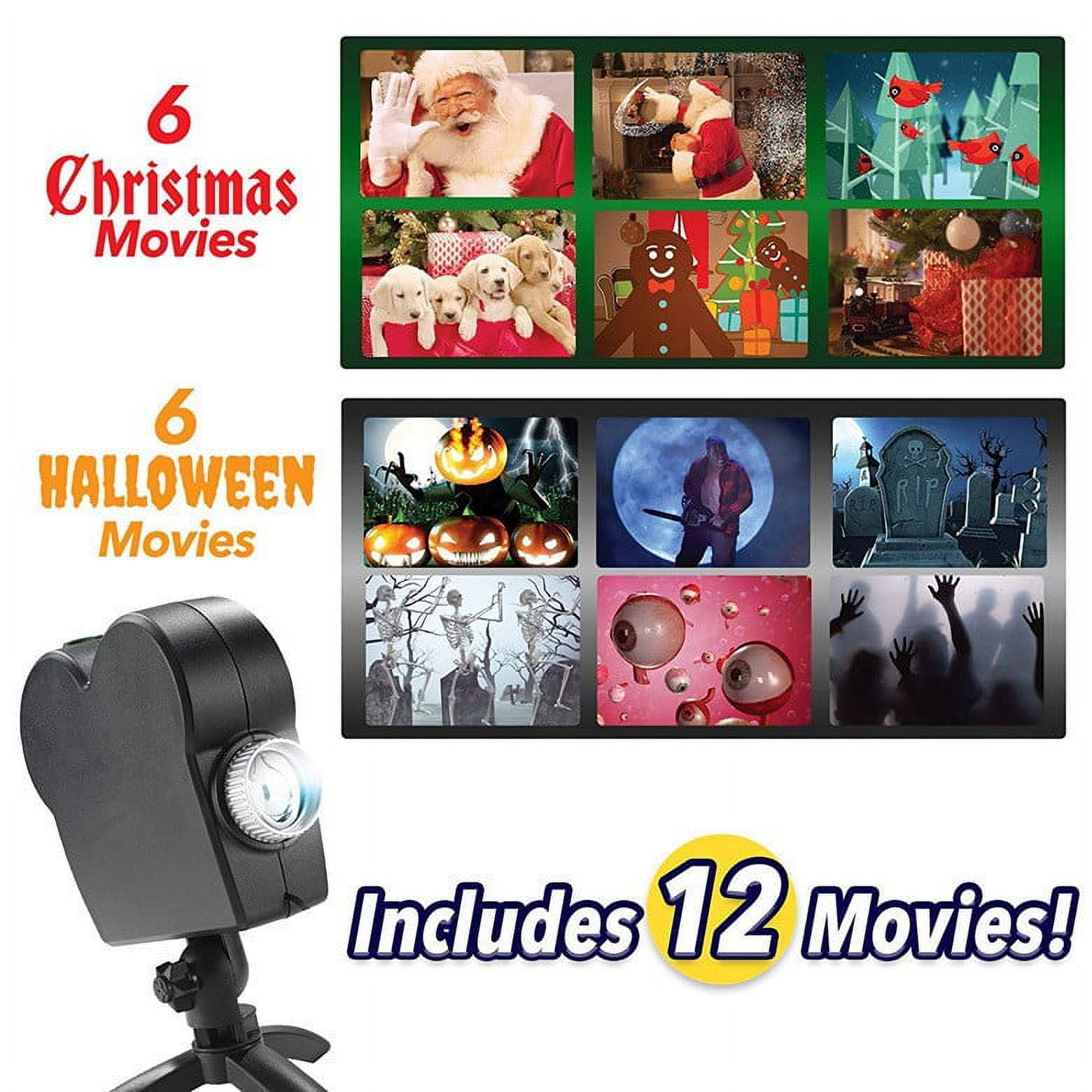 Halloween Christmas Window Projector with a Tripod, Built-in 12 Movies ,Mini Outdoor Halloween Projectors for Perfect Christmas and Halloween