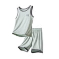 thumbnail image 2 of Amidoa Boys Girls 2 Piece Outfits Summer Clothes Short Sleeve Soft T Shirts and Casual Shorts Kids Clothing Sets Green Size 6, 2 of 4