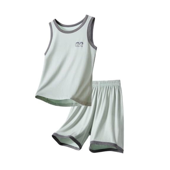 CHEEREAM Boys Pajama Sets Sleeveless Tank Top And Comfy Shorts 2-Piece Outfit For Kids Daily Wear Summer Home Rest Casual